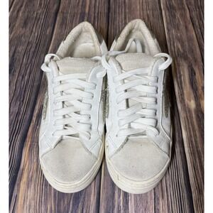 Steve Madden Rezume  Womens Size 8 White Silver Gray Rhinestone Sneakers